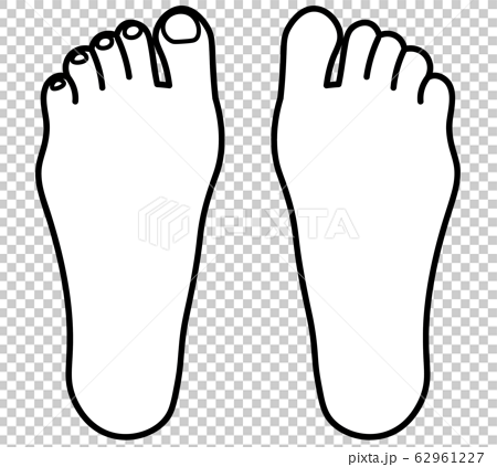 足の甲と足の裏 イラストセット 白黒のイラスト素材