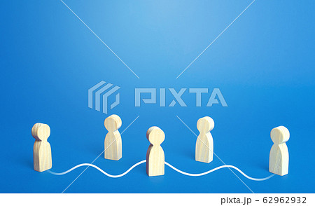 Two persons are connected by a line through the crowd. Find your soul mate. Establishing communication between people. Direct contact without intermediaries and mediators. Confidentiality and privacy. 62962932