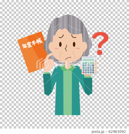 年金　お金　計算　お婆さん　老後　高齢者　シニア 62963092