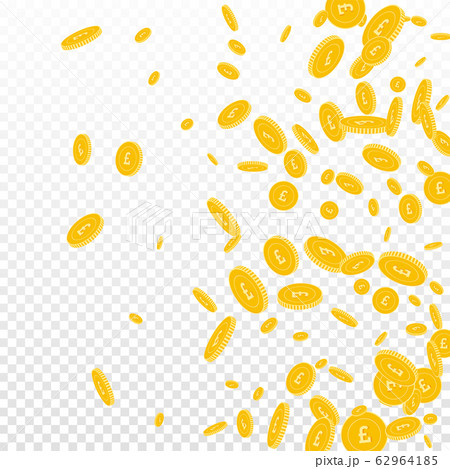 British pound coins falling. Scattered disorderly  62964185