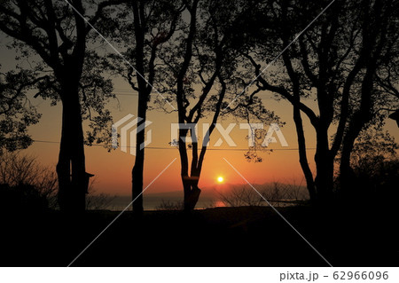 荒尾市 四ツ山神社 夕日、 荒尾市 四ツ山神社 夕日、 62966096