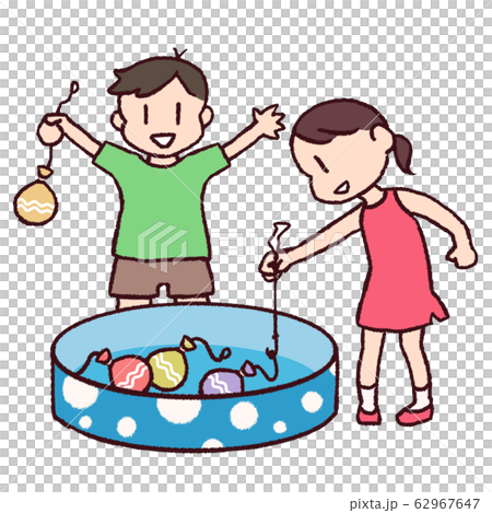 夏祭りだ ヨーヨー遊び のイラスト素材
