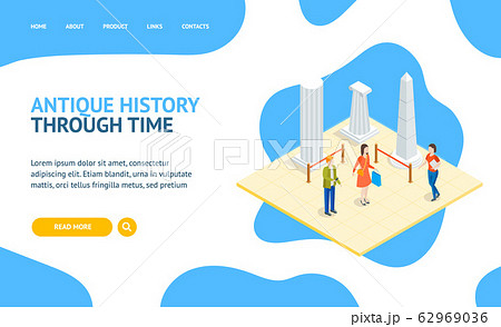 Museum Hall Interior Landing Web Page Template Isometric View. Vector 62969036
