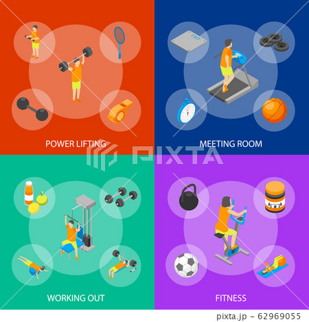 Fitness Club Concept 3d Isometric View Vectorのイラスト素材