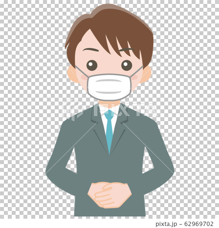 一個穿著口罩_上身的西裝的男人 62969702