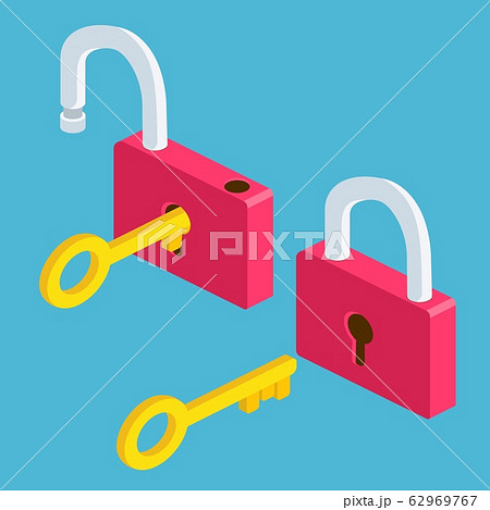 Lock open and closed Lock open and closed 62969767