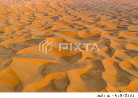 Aerial view of red Desert Safari with sand dune in Aerial view of red Desert Safari with sand dune in 62970333