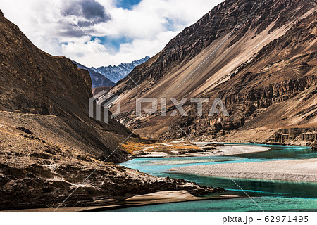 Confluence of Zanskar and Indus rivers - Leh, Ladakh, India 62971495