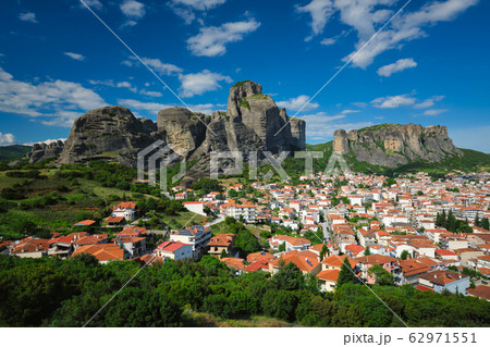 View of Kalampaka village in famous greek tourist destination Meteora in Greece 62971551