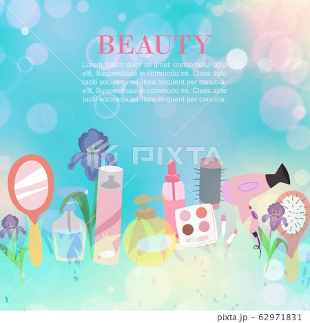 Beauty salon or shop, cosmetics presentation with makeup accessories on bokeh background vector illustration. 62971831