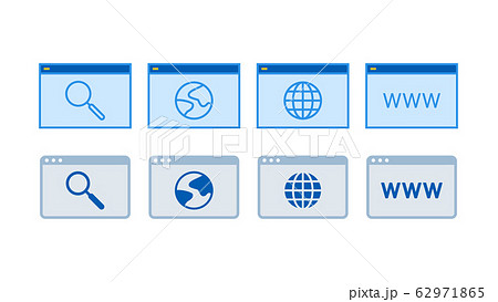 ブラウザのアイコンセットまとめ青のイラスト素材