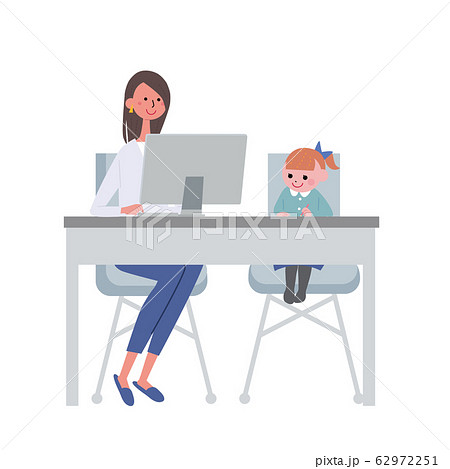 リモートワーク 女性 子育て 育児 在宅勤務 テレワーク イラストのイラスト素材 リモートワーク 女性 子育て 育児 在宅勤務 テレワーク イラストのイラスト素材