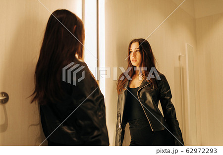 young woman in the fitting room making selfie young woman in the fitting room making selfie 62972293