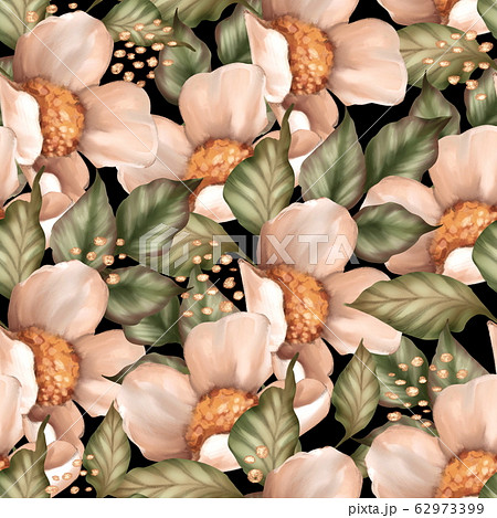 Seamless floral pattern on black background. 62973399