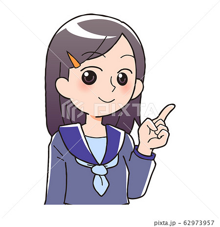 学生の指差しポーズ セーラー服 のイラスト素材