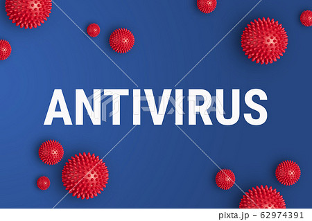 Inscription ANTIVIRUS on blue background with 62974391