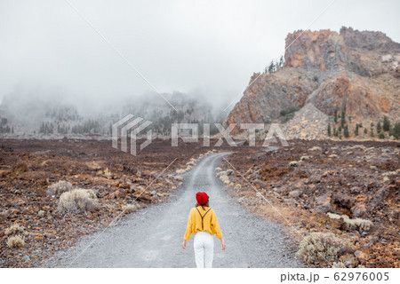 Woman on the picturesque dessert valley Woman on the picturesque dessert valley 62976005