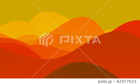abstract fantastic background, liquid gradient of paint with internal glow forms hills or peaks like landscape in subsurface scattering material, mat color transitions. Red yellow orange 62977023