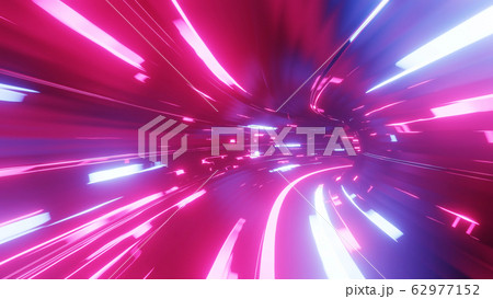 Sci-fi tunnel with neon lights. Abstract high-tech tunnel as background in the style of cyberpunk or high-tech future. Blue red colors 10 62977152