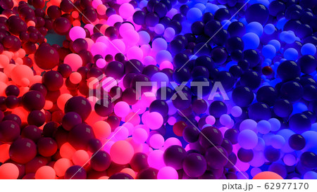 beautiful shiny balls of different colors and sizes completely cover surface. Some spheres glow. 3d photorealistic render geometric reative holiday background of shiny balls. Multicolored 62977170