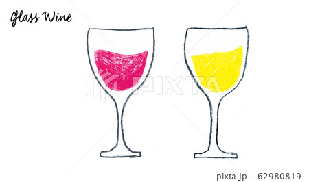 グラスワイン 手書きイラスト クレヨン 赤白のイラスト素材 グラスワイン 手書きイラスト クレヨン 赤白のイラスト素材