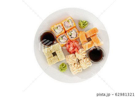 Sushi, rolls on a white isolated background 62981321