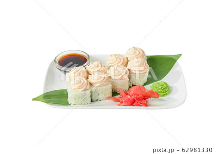 Sushi, rolls on a white isolated background Sushi, rolls on a white isolated background 62981330
