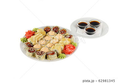 Sushi, rolls on a white isolated background Sushi, rolls on a white isolated background 62981345