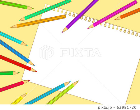 色鉛筆と画用紙のイラスト背景のイラスト素材