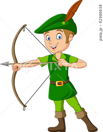 Cartoon robin hood holding a bow 62986638