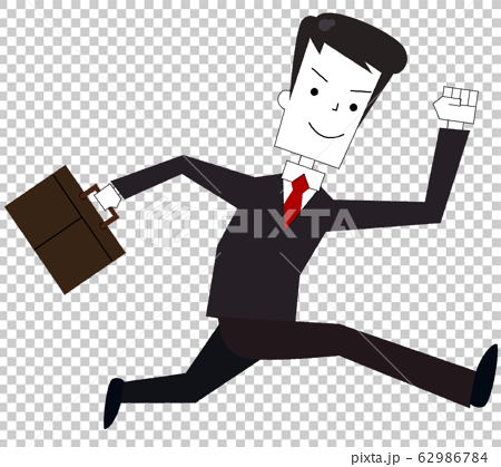 スーツを着た男性が走っている図 営業 転職 就職 学生 出社 社会人 ビジネス のイラスト素材