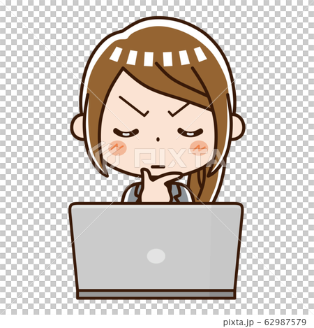 Personal computer business woman thinking 62987579