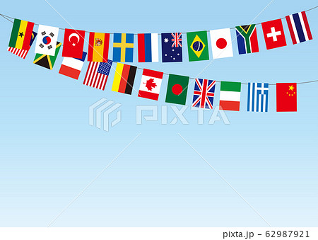 万国旗 空 東京オリンピック パラリンピック 21のイラスト素材