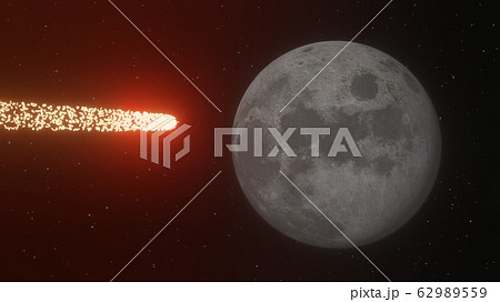 月に向かう謎の隕石のイラスト素材