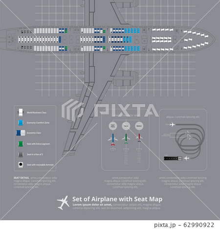 Set of Airplane with Seat Map Isolated Vector Illustration Set of Airplane with Seat Map Isolated Vector Illustration 62990922