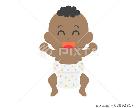 黒人の赤ちゃんのイラストのイラスト素材