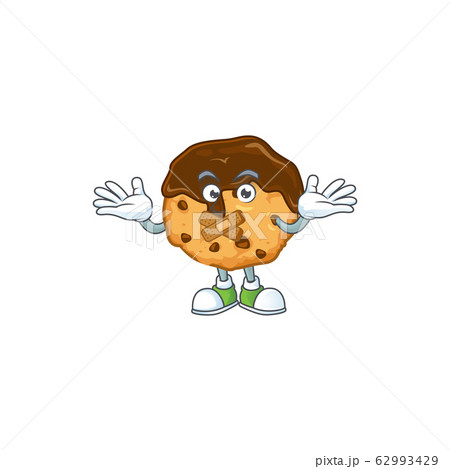 mascot cartoon character design of chocolate chips with cream making a silent gesture 62993429