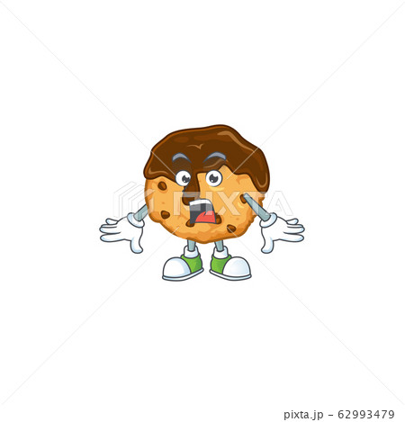 cartoon character design of chocolate chips with cream with a surprised gesture cartoon character design of chocolate chips with cream with a surprised gesture 62993479
