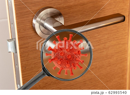 Coronavirus cell on the door handle Coronavirus cell on the door handle 62993540