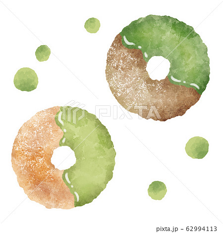 抹茶ドーナツ 水彩風イラスト素材 抹茶ドーナツ 水彩風イラスト素材 62994113