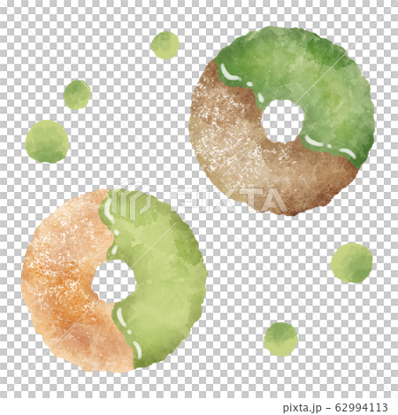 抹茶ドーナツ 水彩風イラスト素材 抹茶ドーナツ 水彩風イラスト素材 62994113