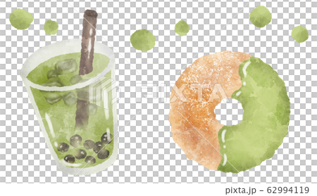 Tapioca drink and donut matcha watercolor style illustration material Tapioca drink and donut matcha watercolor style illustration material 62994119