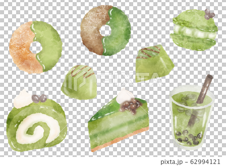抹茶糖果套水彩風格插畫素材 62994121