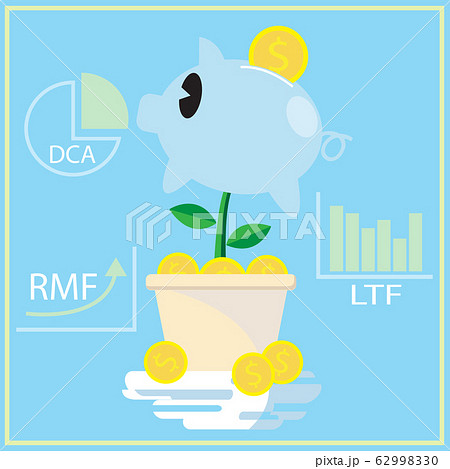 The pig bank and coin for DCA LTF RMF business plan. 62998330