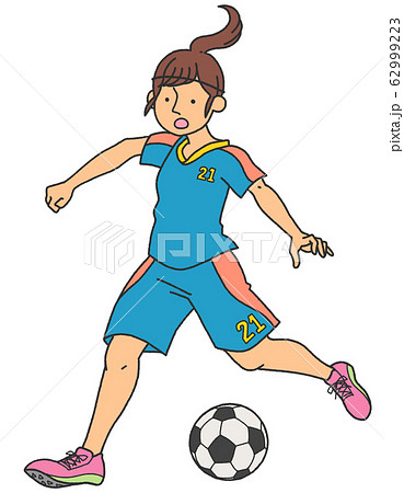 女子サッカー選手のイラスト素材