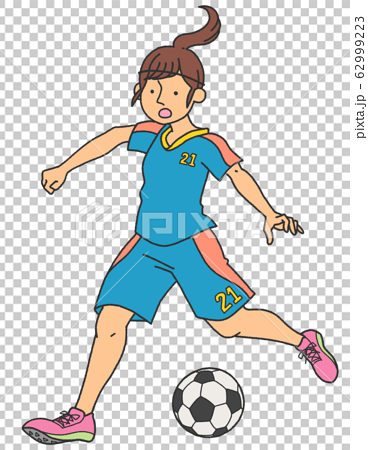 女子サッカー選手のイラスト素材
