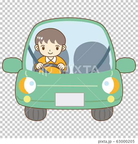 男性 車 運転 可愛い シンプル 正面のイラスト素材