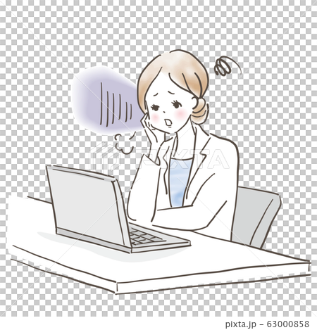 PC, woman, white coat, melancholy 63000858