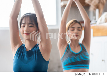 woman fitness at home, yoga, gym woman fitness at home, yoga, gym 63001184