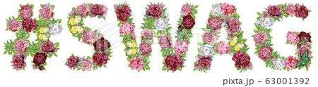 Hashtag sign with word SWAG of watercolor flowers 63001392
